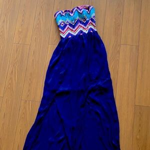 Multicolored Bandeau Maxi Dress